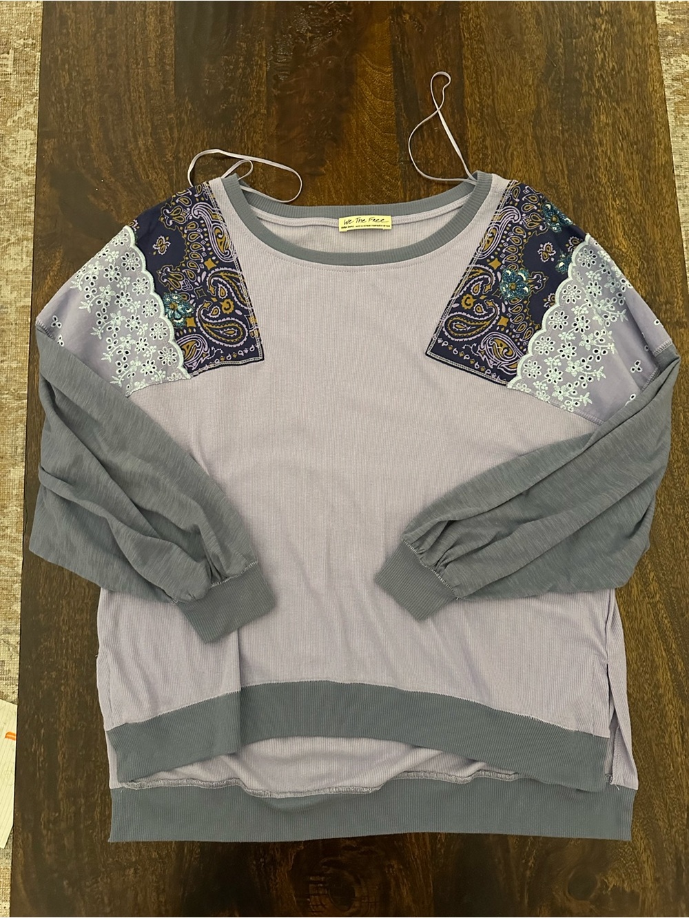 Free People Feelin it Tee Lavender Patchwork - Picture 8 of 12